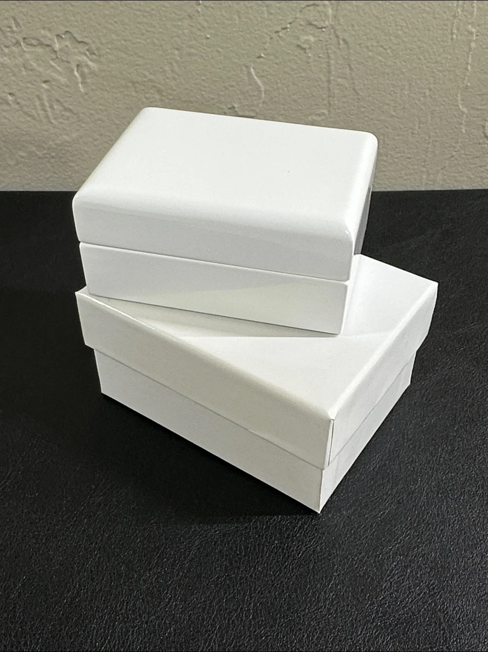 Premium White Lacquered Wooden Double Ring Box • Ring Bearer Box